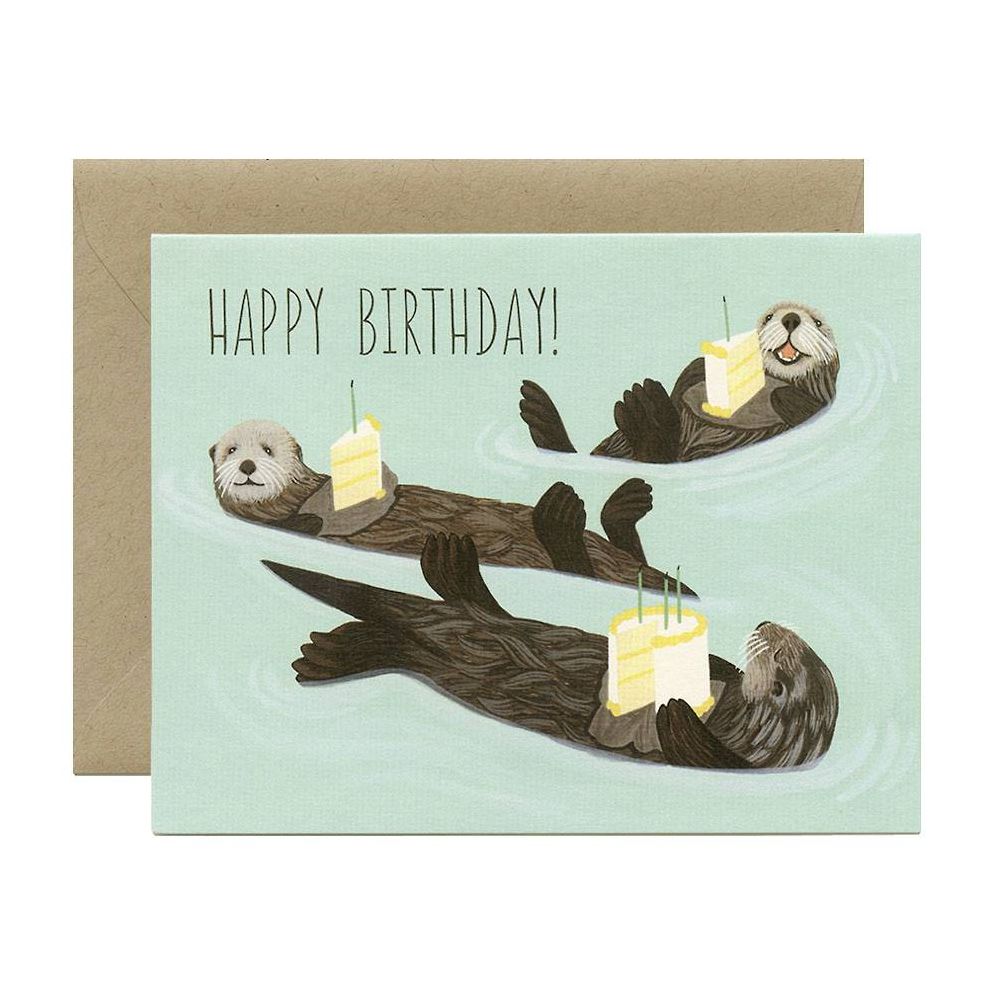 Otters & Cake Birthday Card