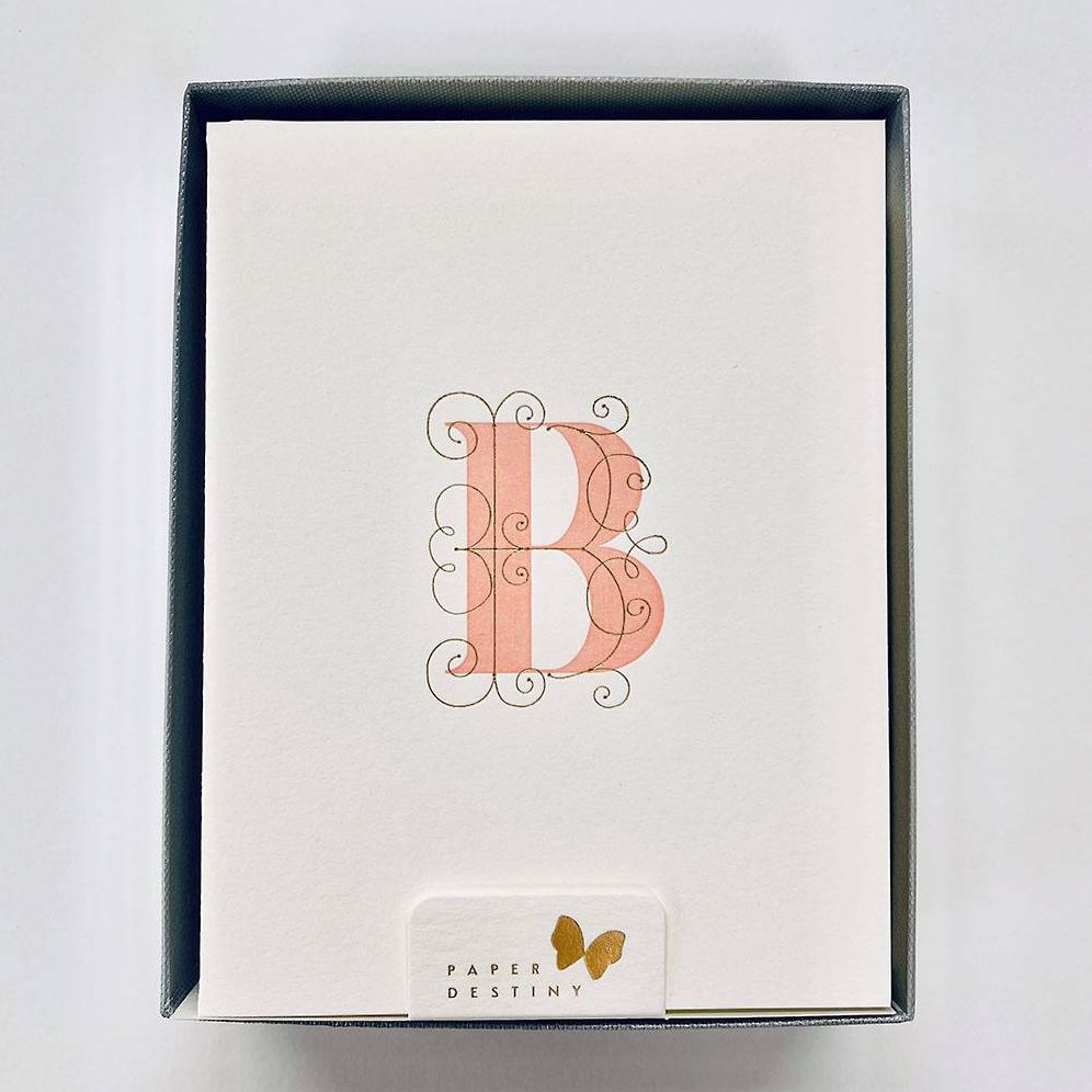 Monogram Letterpress B Stationery Set