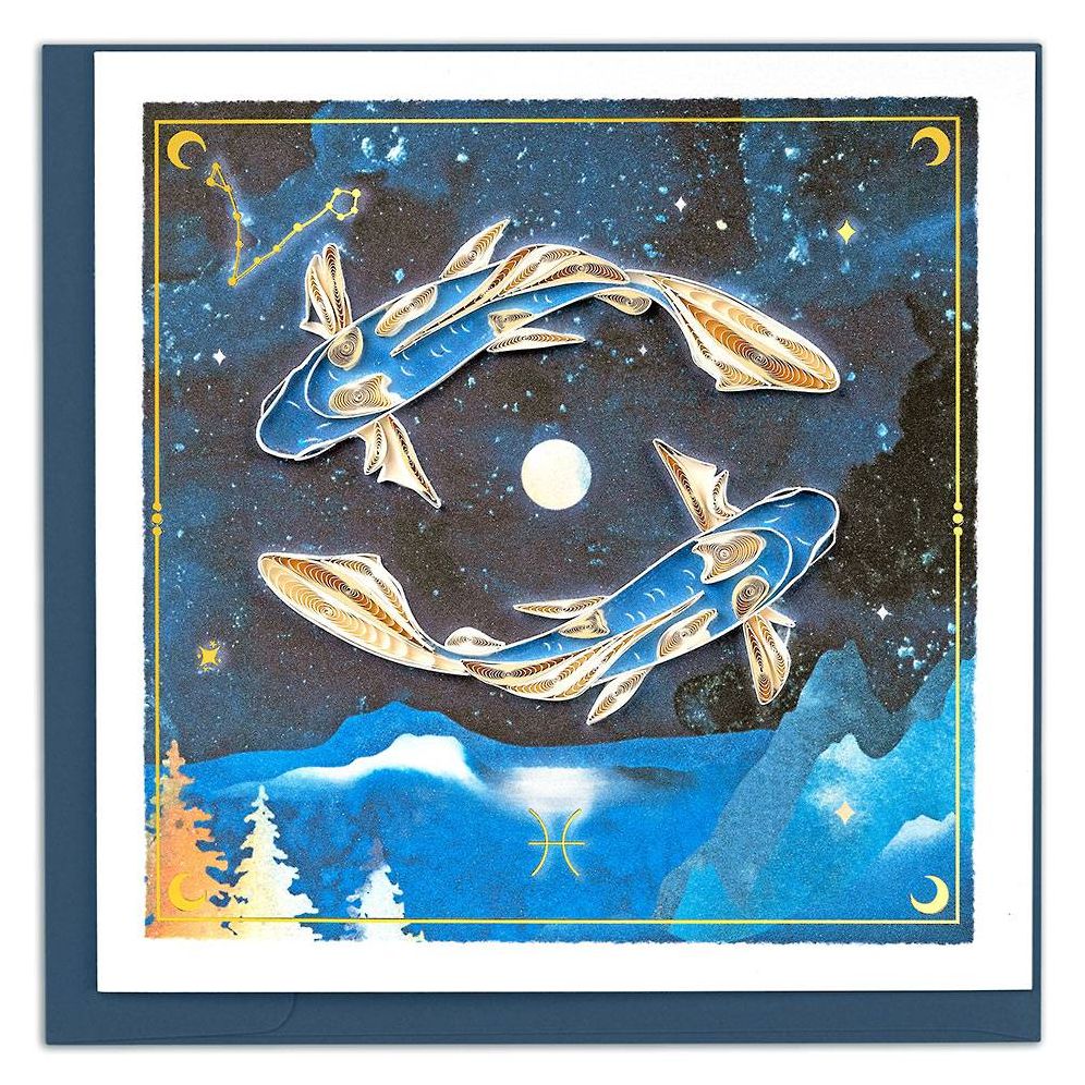 Quilled Zodiac Collection - Pisces Greeting Card