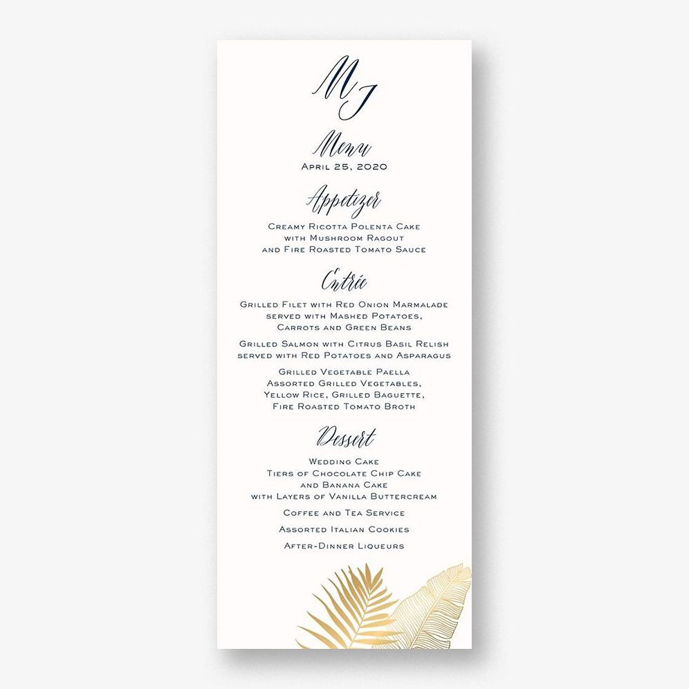 Palms Menu