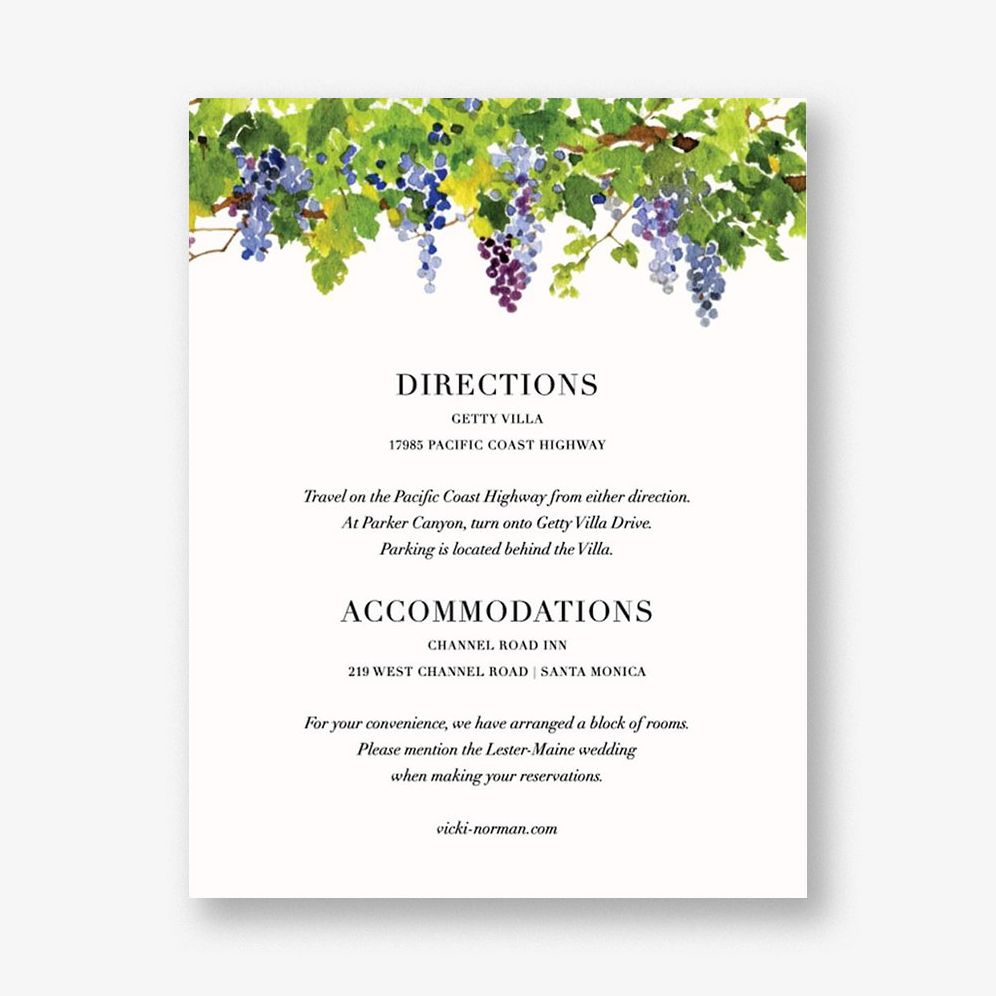 Napa Information Card