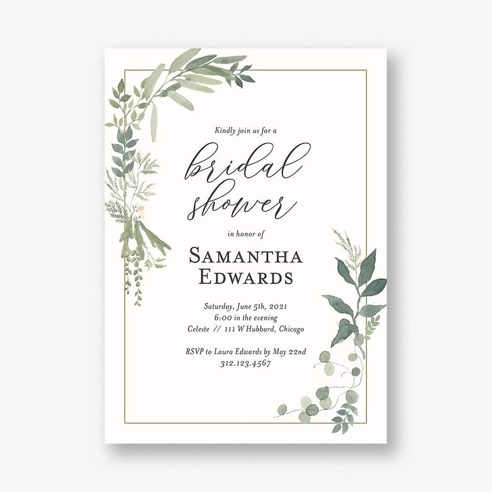 Verdant Wreath Bridal Shower Invitation