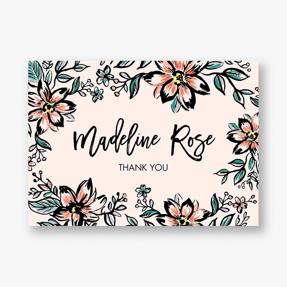 Pink Florals Quinceañera Stationery