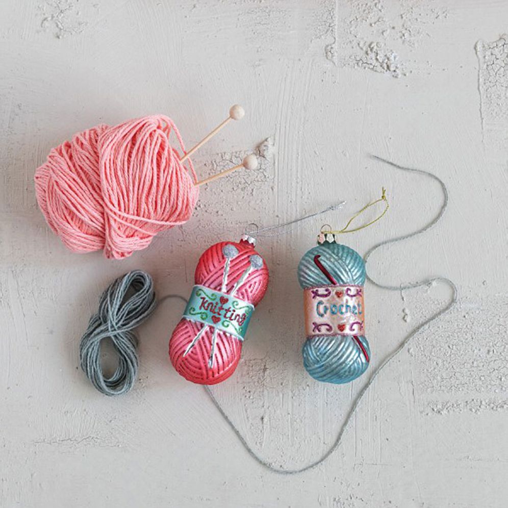Knitting Assorted Glass Ornament