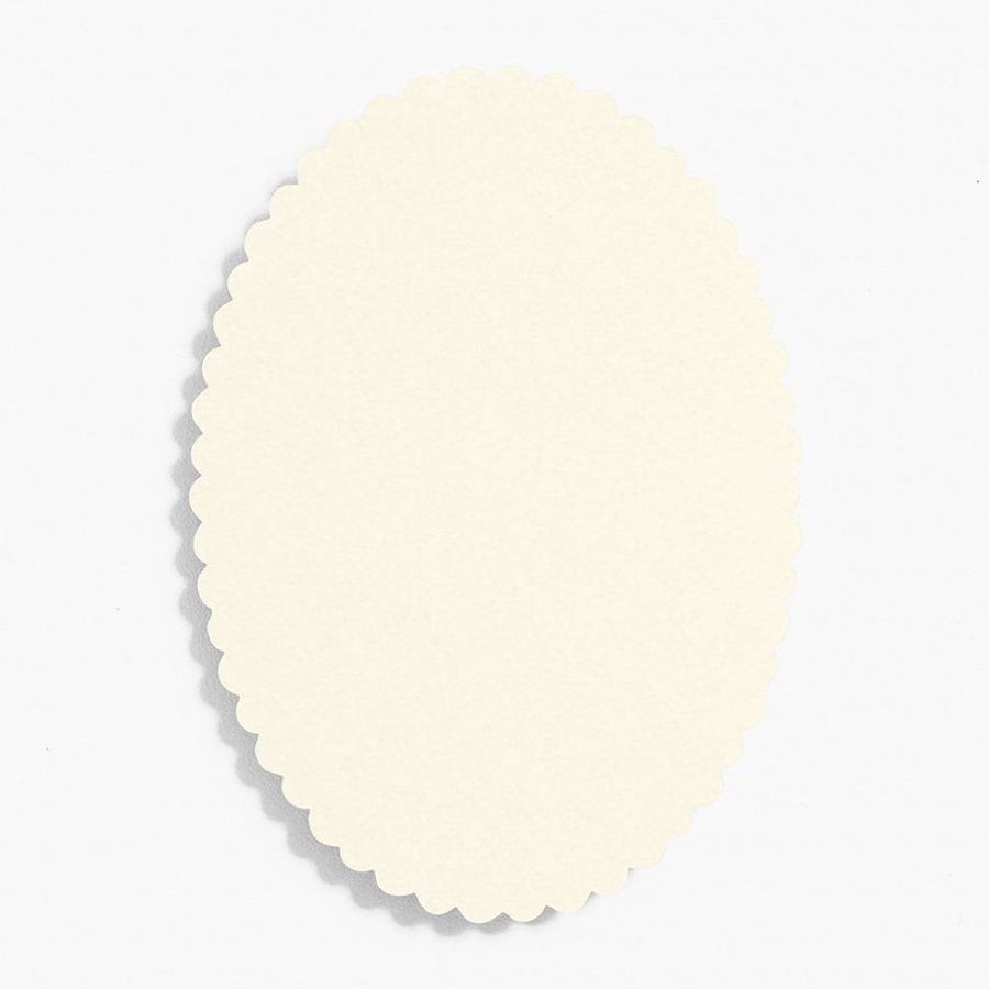Scallop 4 Bar Luxe White Oval Cards