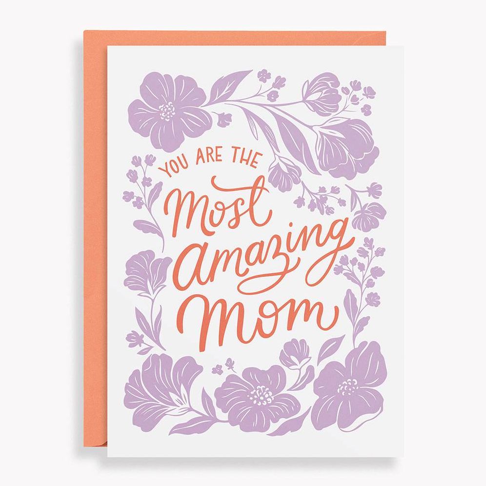 Most Amazing Mom Floral Letterpress Mother's Day Card