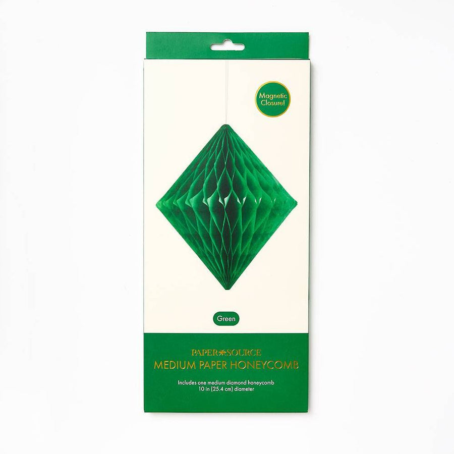 Diamond Paper Honeycomb Ball,Green,Medium, 10inches