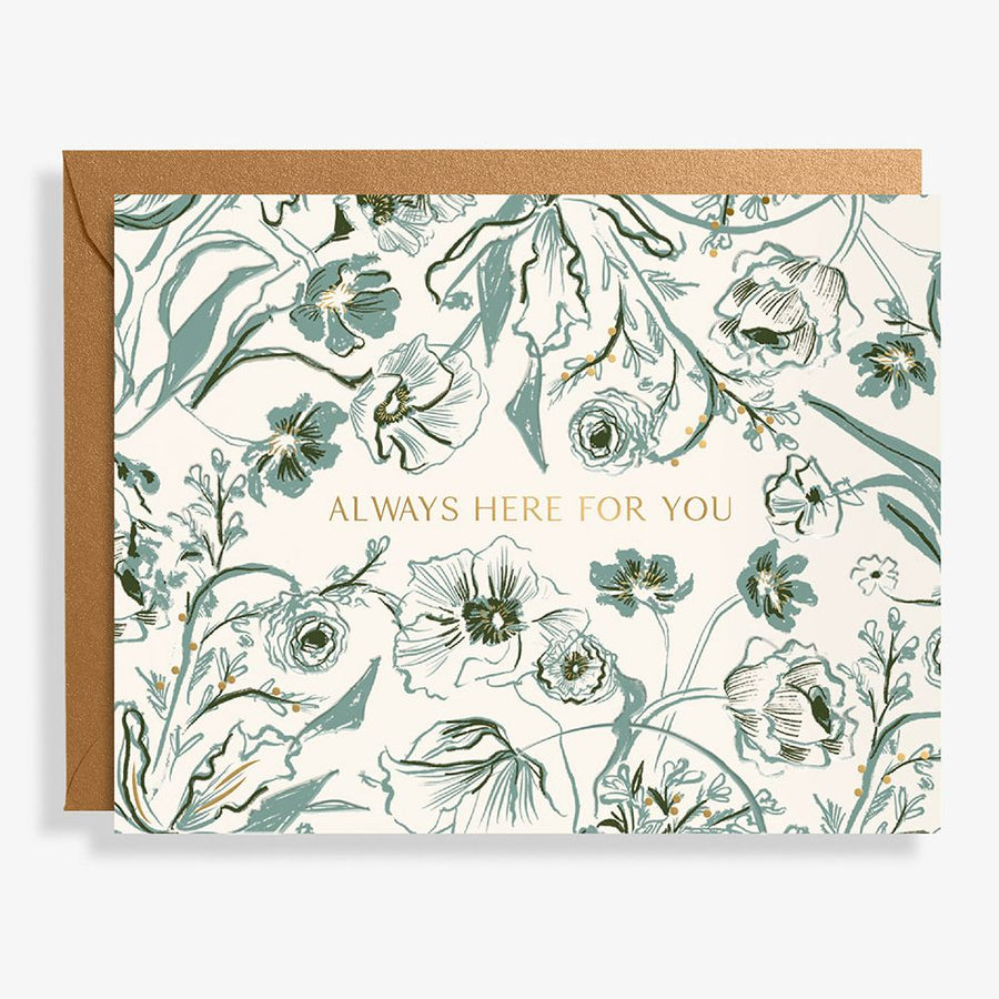 Always Here for You Romantic Greenery Sympathy Card