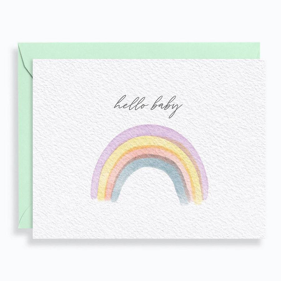 Watercolor Rainbow Hello Baby Card