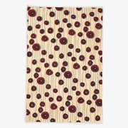Red Flower Bloom on Cream Handmade Paper