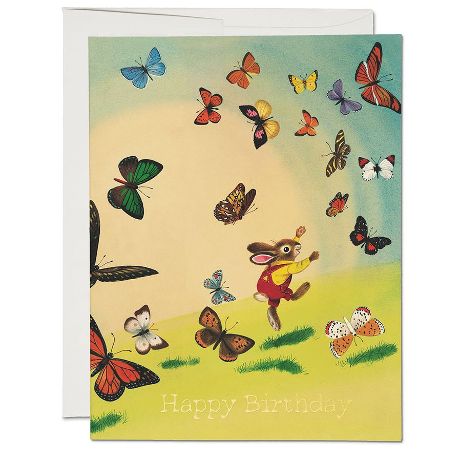 Bunny and Butterflies Birthday Card