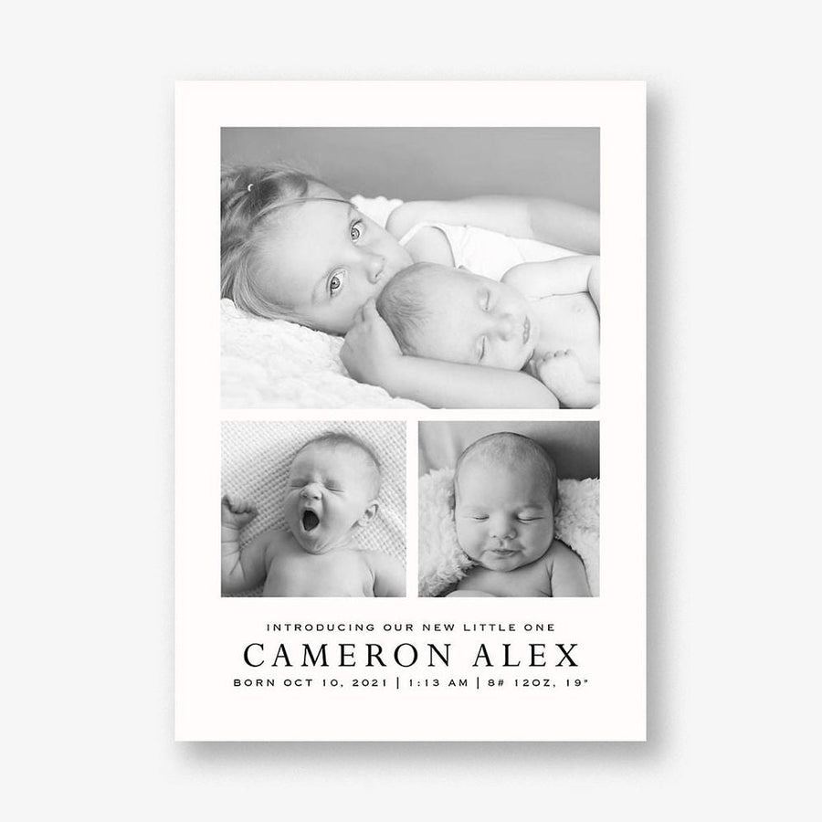 Three Photo Vertical Birth Announcement