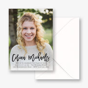 Vertical Modern Calligraphy Graduation Invitation