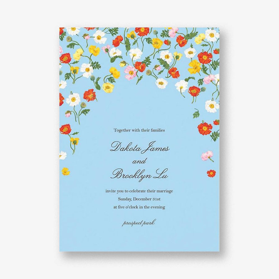In the Cosmos Light Blue Wedding Invitation