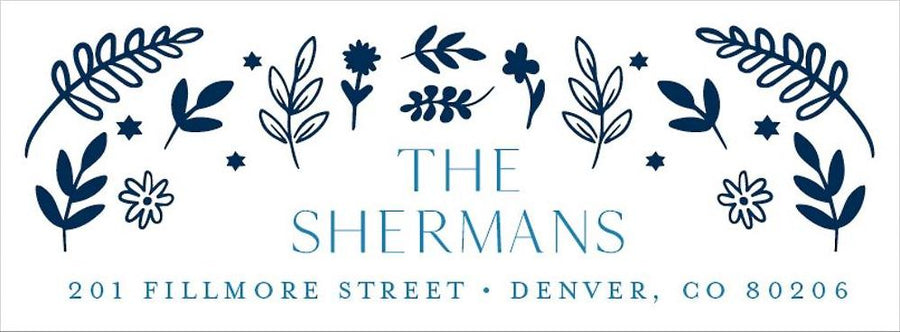 Blue Floral Hanukkah Return Address Label